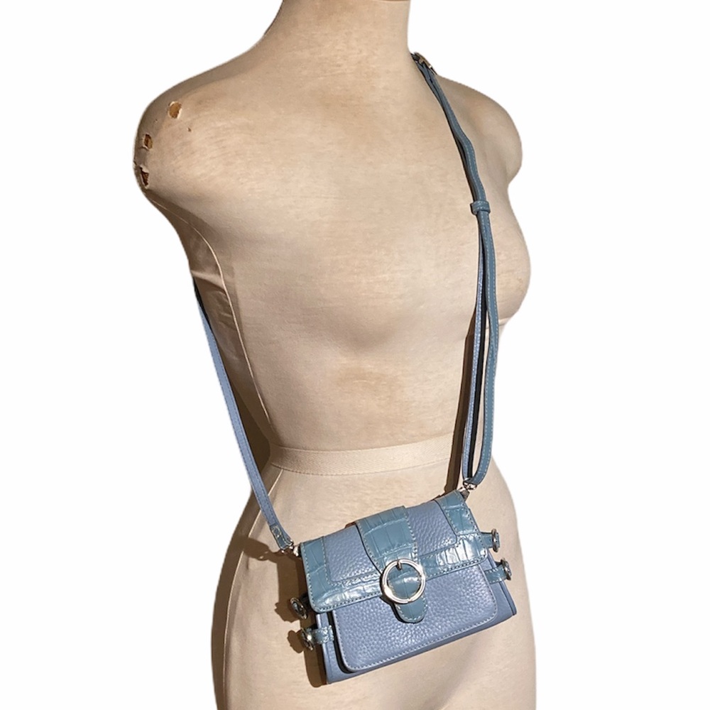 Brighton Light Blue Leather Mini Crossbody Bag